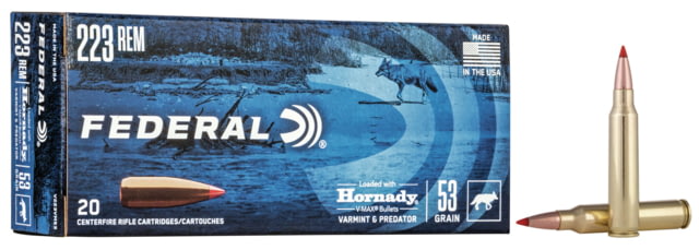 Federal Premium .223 53 Grain Hornady V-Max Centerfire Rifle Ammo 20 Rounds