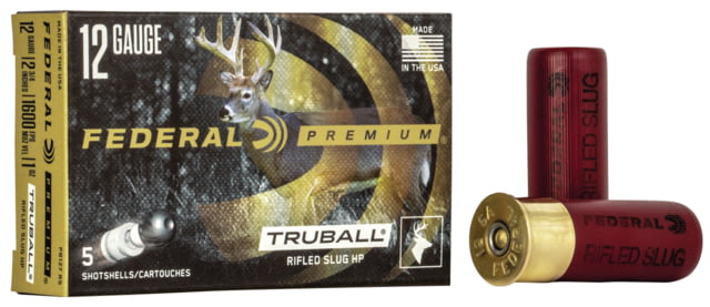 Federal Premium Vital Shok 12 Gauge 2 3/4in 1oz TruBall Rifled Slug Centerfire Shotgun Ammo Rifled Slug Shot 5 Rounds PB127 RS