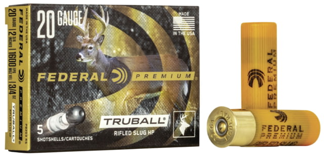eral Premium Vital Shok 20 Gauge 3/4oz TruBall Rifled Slug Centerfire Shotgun Rifled Slug Shot 1700 FPS 5 Rounds PB203 RS Ammo