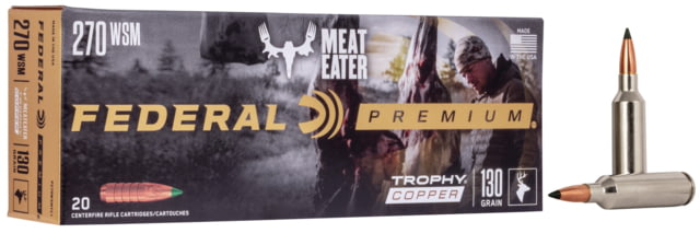 eral Premium VITAL-SHOK .270 Winchester Short Magnum 130 Grain Trophy Copper Centerfire Rifle 20 Rounds Ammo