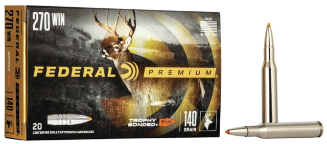Federal Premium VITAL-SHOK .270 Winchester 140 Grain Trophy Bonded Tip Centerfire Rifle Ammo 20 Rounds eral Premium VITAL-SHOK .270 Winchester 140 Grain Trophy Bonded Tip Centerfire Rifle 20 Rounds Ammo