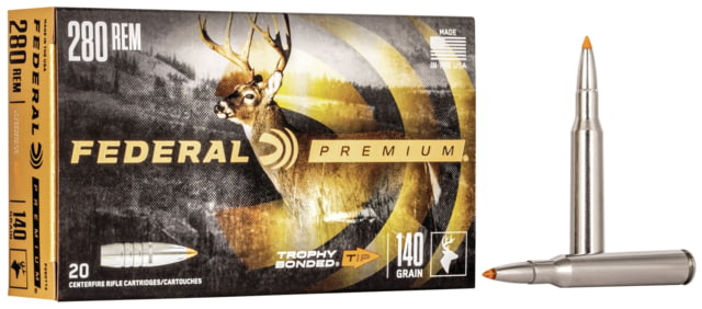 Federal Premium VITAL-SHOK .280 140 Grain Trophy Bonded Tip Centerfire Rifle Ammo 20 Rounds