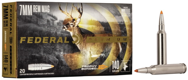Federal Premium VITAL-SHOK 7mm Magnum 140 Grain Trophy Bonded Tip Centerfire Rifle Ammo 20 Rounds