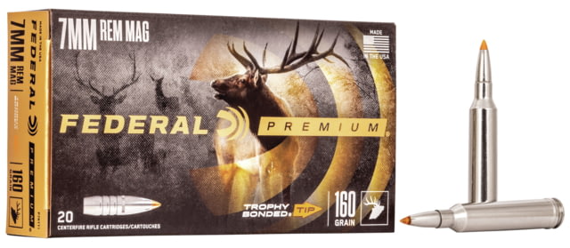 Federal Premium VITAL-SHOK 7mm Magnum 160 Grain Trophy Bonded Tip Centerfire Rifle Ammo 20 Rounds
