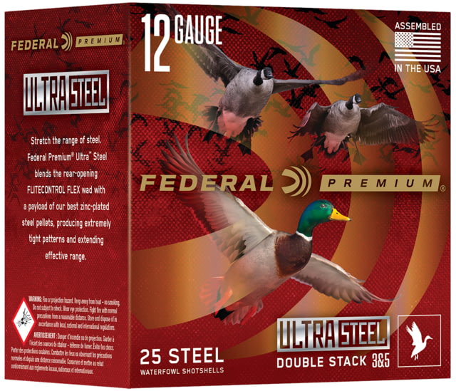 US Federal Black Cloud 12 Gauge 1 1/4oz, 3 in Shotgun Ammo, BB Ultra Steel Shot, 25 Rounds, PWUX142 24 Tech Data
