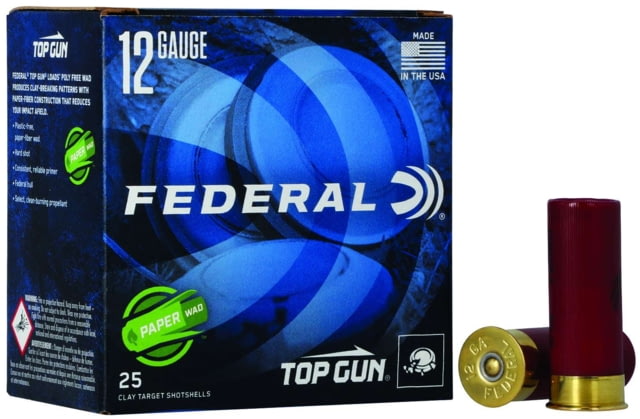 eral Premium Top Gun 12 Gauge 1 1/8oz 2 3/4in 7.5 Paper Wad Shotgun 25 Rounds TG12W 7.5 Ammo