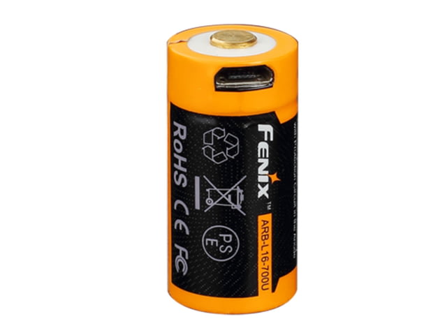 Fenix 700mAh 3.6V Button Top Battery Li-ion with Micro USB Charging Port Black - Fenix