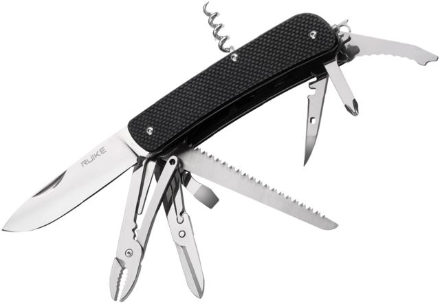 RUIKE L51 Multifunction Knife 3.35in 14C17N Stainless Steel Clip Point Plain Blade Black - Ruike