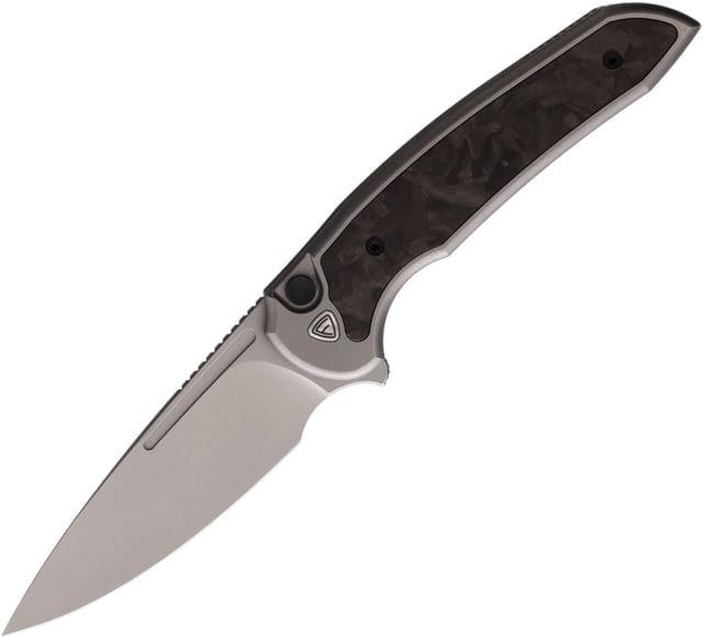 Ferrum Forge Knife Works Stinger Shred CF Folding Knife 4.13in Closed 3.13in Stonewash Nitro V Steel Blade Stonewash Titanium Handle w/ Shred Carbon - Ferrum Forge Knife Works