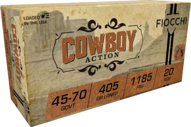 Fiocchi Cowboy Action Gov 405 Grain Lead Round Nose Flat Point Rifle Brass Ammo 20 Rounds