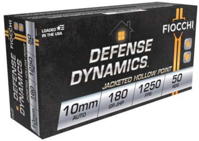 Fiocchi Defense Dynamics 10mm Auto 180 Grain JHP Brass Pistol Ammo 50 Rounds cchi Defense Dynamics 10mm Auto 180 Grain JHP Brass Pistol 50 Rounds Ammo