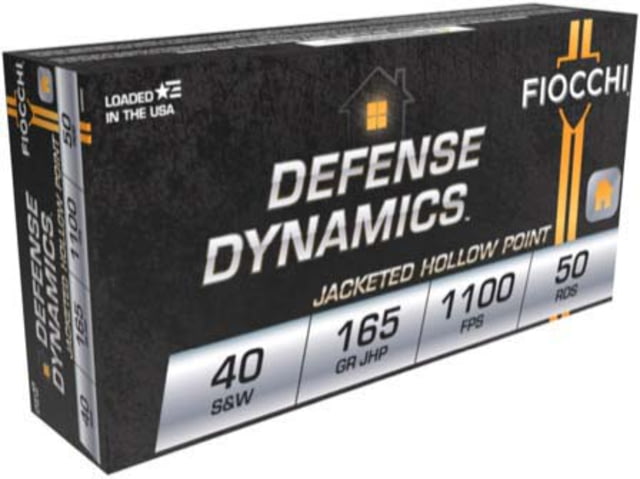 cchi Defense Dynamics .40 S&W 165 Grain JHP Brass Cased Pistol 50 Rounds Ammo
