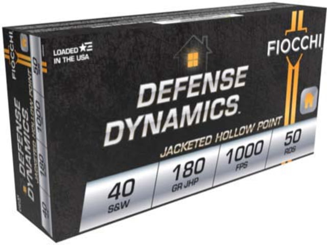 Fiocchi Defense Dynamics .40S&W 180 Grain JHP Brass Cased Pistol Ammo 50 Rounds