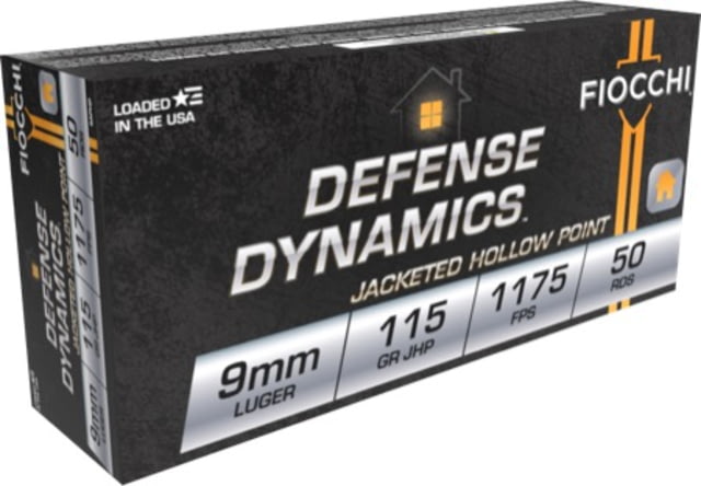 Fiocchi Defense Dynamics 9mm 115 Grain JHP Brass Cased Pistol Ammo 1000 Round cchi Defense Dynamics 9mm 115 Grain JHP Brass Cased Pistol 1000 Round Ammo