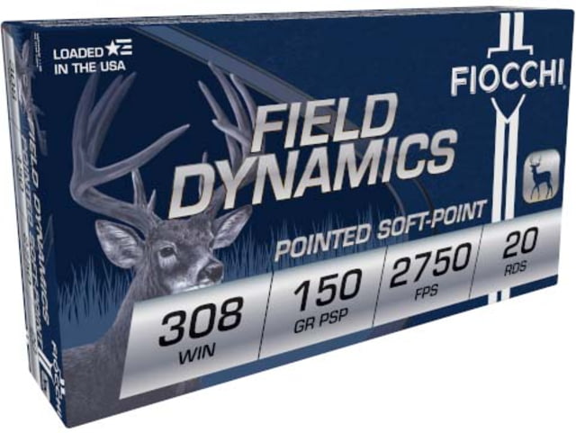 cchi Field Dynamics .308 Winchester 150 Grain PSP Brass Rifle 20 Rounds Ammo