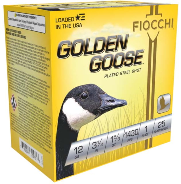 Fiocchi Golden Goose 12 Gauge 1 5/8oz 3.5in Shotgun Ammo #1 25 Rounds cchi Golden Goose 12 Gauge 1 5/8oz 3.5in Shotgun #1 25 Rounds Ammo