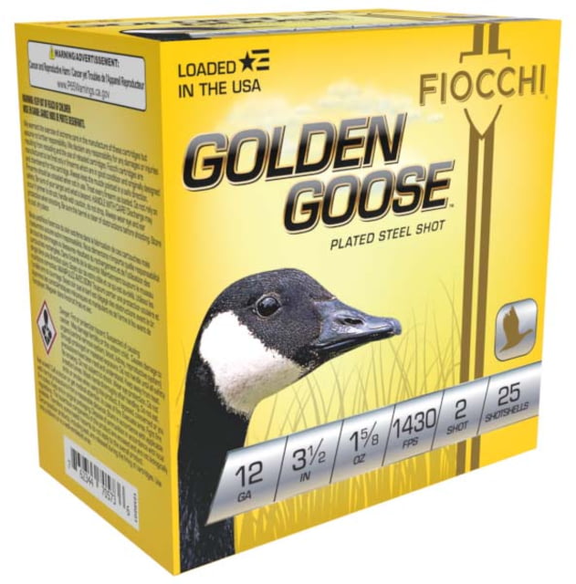 Fiocchi Golden Goose 12 Gauge 1 5/8oz 3.5in Shotgun Ammo #2 25 Rounds cchi Golden Goose 12 Gauge 1 5/8oz 3.5in Shotgun #2 25 Rounds Ammo