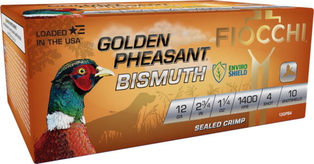 Fiocchi Golden Pheasant 12 Gauge 1-1/4oz 2.75in 4 Size Shotgun Ammo 10 Rounds
