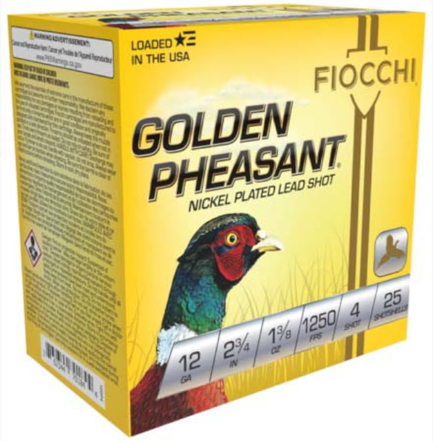 cchi Golden Pheasant 12 Gauge 1 3/8 Oz 2.75in 4 Size 1250 Velocity Shotgun 25 Rounds Ammo