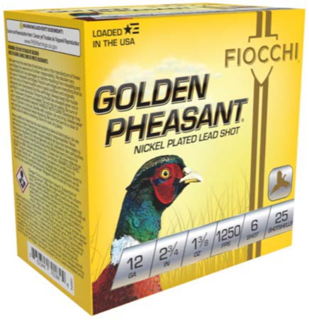 cchi Golden Pheasant 12 Gauge 1 3/8 Oz 2.75in 6 Size 1250 Velocity Shotgun 25 Rounds Ammo