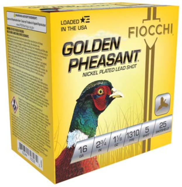 cchi Golden Pheasant 16 Gauge 1 1/8oz 2.75in 5 Size Shotgun 25 Rounds Ammo