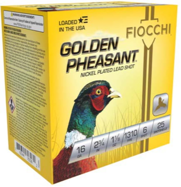 cchi Golden Pheasant 16 Gauge 1 1/8oz 2.75in 6 Size Shotgun 25 Rounds Ammo