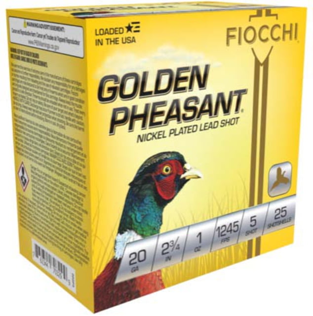 cchi Golden Pheasant 20 Gauge 1oz 2.75in 5 Size Shotgun 25 Rounds Ammo