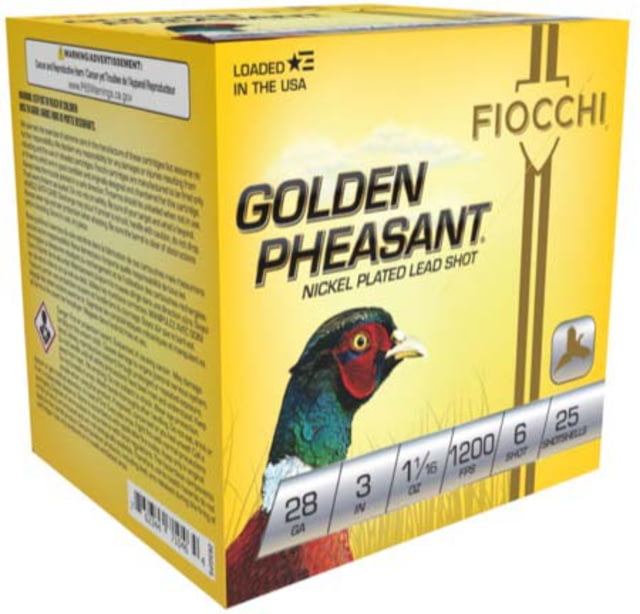 cchi Golden Pheasant 28 Gauge 1 1/16oz 3in 6 Size Shotgun 25 Rounds Ammo