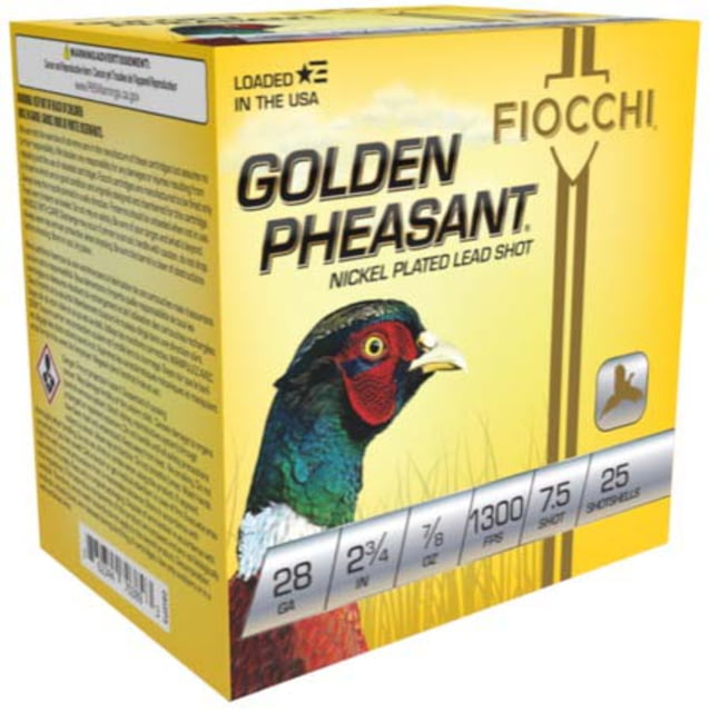 cchi Golden Pheasant 28 Gauge 7/8oz 2.75in 7 1/2 Size Shotgun 25 Rounds Ammo