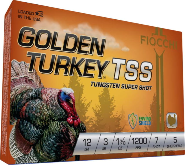 Fiocchi Golden Turkey TSS 12 Gauge 1 5/8 Oz 3in Shotgun Ammo #7 5 Rounds cchi Golden Turkey TSS 12 Gauge 1 5/8 Oz 3in Shotgun #7 5 Rounds Ammo