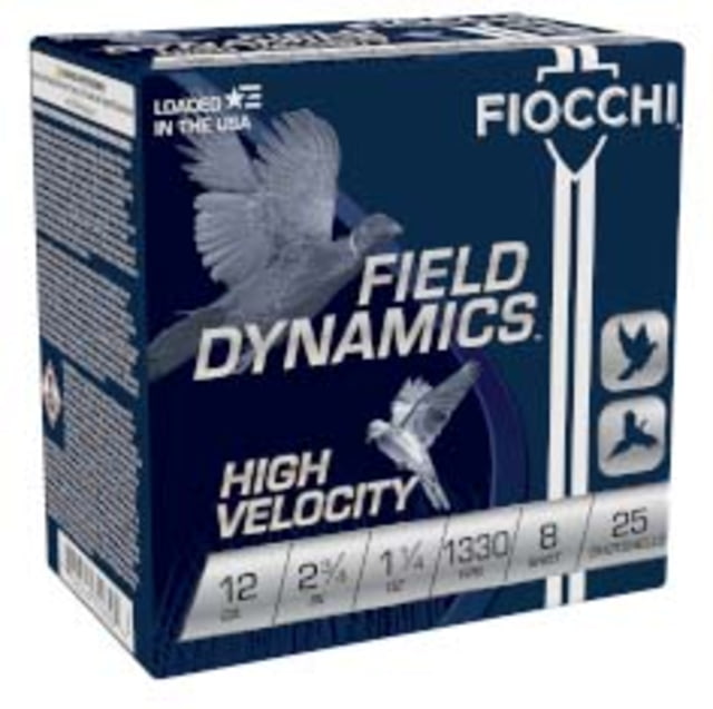 Fiocchi Hi Velocity Lead 12 Gauge 1 1/4oz 2.75in Shotgun Ammo #8 25 Rounds cchi Hi Velocity Lead 12 Gauge 1 1/4oz 2.75in Shotgun #8 25 Rounds Ammo