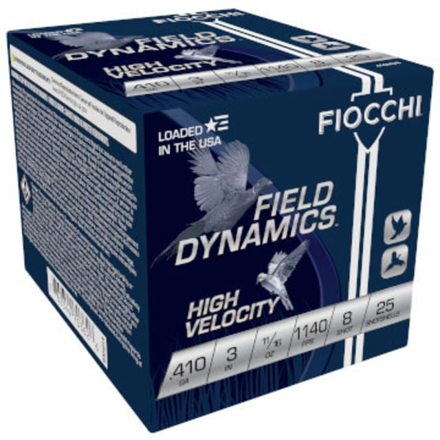Fiocchi HV Lead .410G 3in 11/16oz 8 Shot Brass Case Shotgun Ammo 25RD BX 250RD CS - Fiocchi Ammo