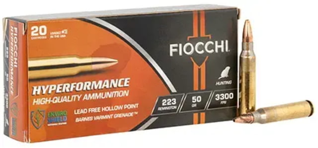 Fiocchi Hyperformance .223 Rem 50 Grain Hollow Point Brass Rifle Ammo 20 Rounds cchi Hyperformance .223 Rem 50 Grain Hollow Point Brass Rifle 20 Rounds Ammo