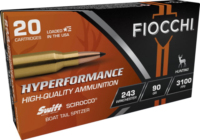 Fiocchi Hyperformance Defense .243 Winchester 90 Grain SCIROCCO Brass Cased Rifle Ammo 20 Rounds cchi Hyperformance Defense .243 Winchester 90 Grain SCIROCCO Brass Cased Rifle 20 Rounds Ammo