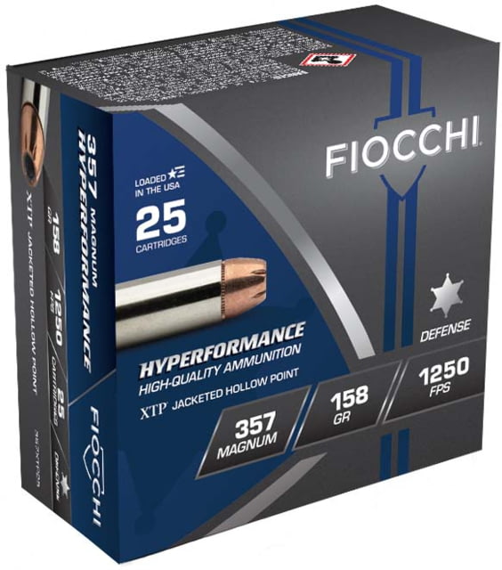 Fiocchi Hyperformance Defense .357 Magnum 158 Grain XTPHP Brass Centerfire Pistol Ammo 25 Rounds - Fiocchi