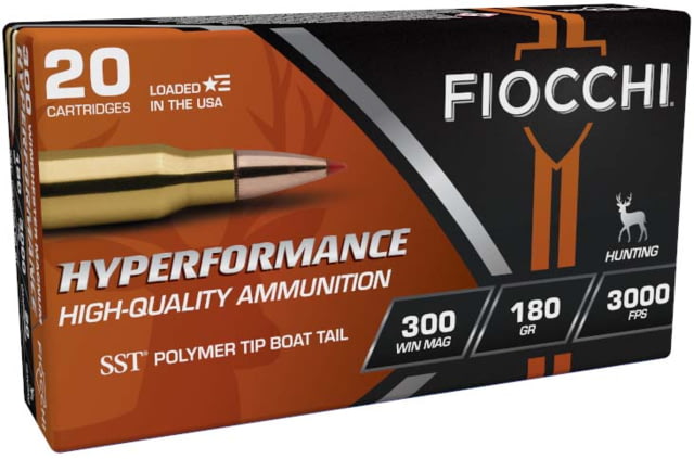 Fiocchi Hyperformance Hunt .300 Winchester Magnum 180 Grain SST Rifle Ammo 20 Rounds cchi Hyperformance Hunt .300 Winchester Magnum 180 Grain SST Rifle 20 Rounds Ammo