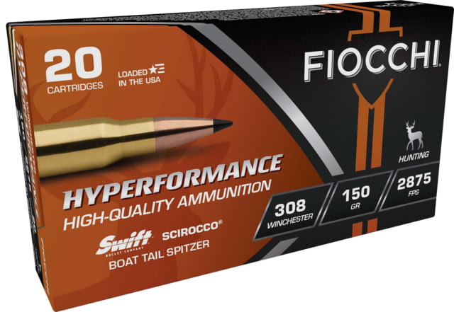 cchi Hyperformance Hunt .308 Winchester 150 Grain Scirocco Brass Rifle 20 Rounds Ammo