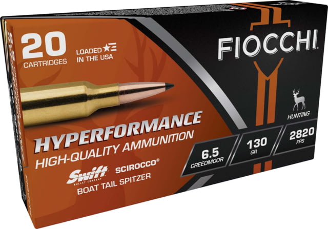 Fiocchi Hyperformance Hunt 6.5 Creedmoor 130 Grain Scirocco Brass Rifle Ammo 20 Rounds cchi Hyperformance Hunt 6.5 Creedmoor 130 Grain Scirocco Brass Rifle 20 Rounds Ammo
