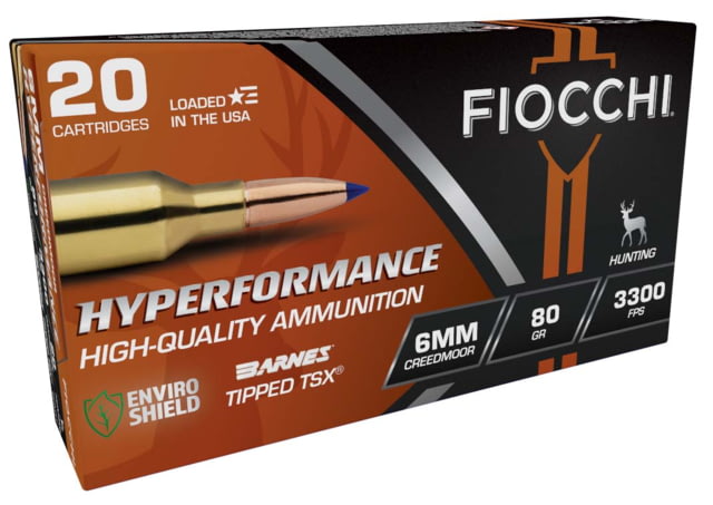 Fiocchi Hyperformance Hunt 6mm Creedmoor 80 Gr Rifle Centerfire Brass Rifle Ammo 20 Round cchi Hyperformance Hunt 6mm Creedmoor 80 Gr Rifle Centerfire Brass Rifle 20 Round Ammo