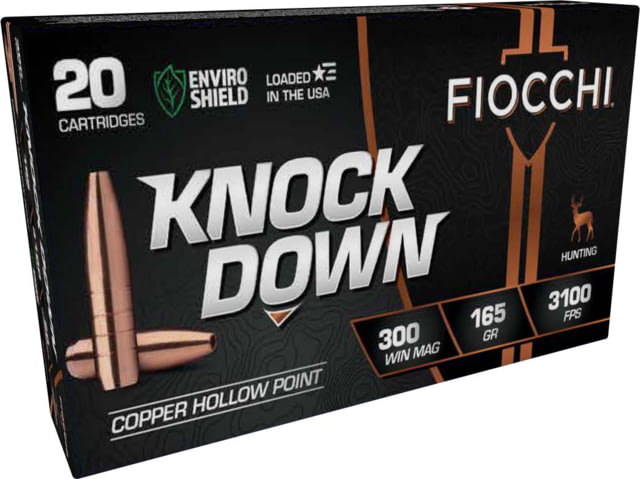 Fiocchi Knock Down .300 Winchester Magnum 165 Grain HP Brass Rifle Ammo 20 Rounds cchi Knock Down .300 Winchester Magnum 165 Grain HP Brass Rifle 20 Rounds Ammo