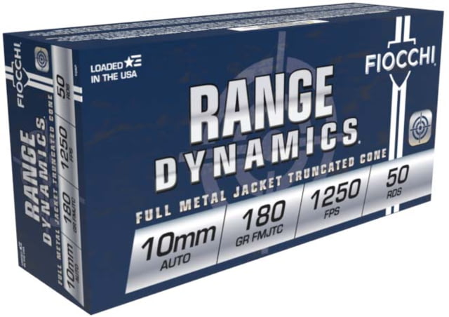 cchi Range Dynamics 10mm Auto 180 Grain FMJTC Brass Pistol 50 Rounds Ammo