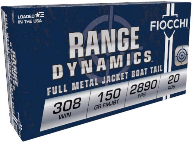 cchi Range Dynamics .308 Winchester 150 Grain FMJBT Brass Rifle 20 Rounds Ammo