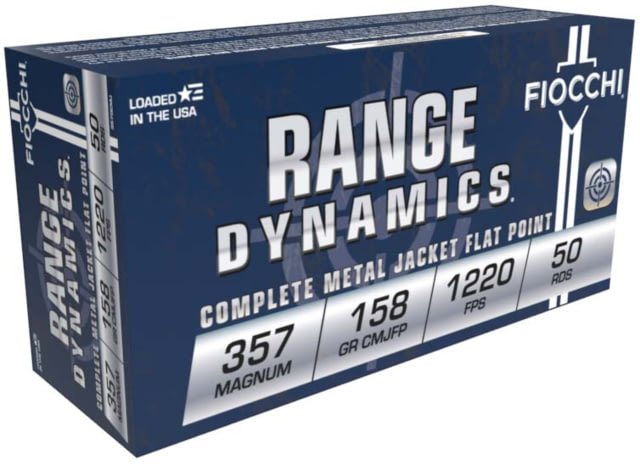 Fiocchi Range Dynamics .357 Magnum 158 Grain CMJFP Brass Pistol Ammo 50 Rounds cchi Range Dynamics .357 Magnum 158 Grain CMJFP Brass Pistol 50 Rounds Ammo