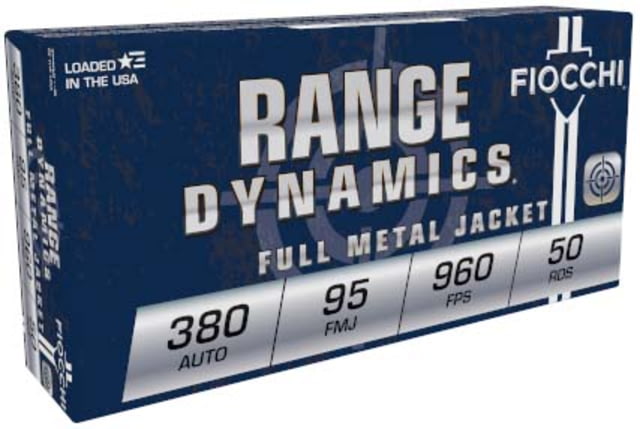 Fiocchi Range Dynamics .380 ACP 95 Grain FMJ Brass Case Pistol Ammo 50 Rounds cchi Range Dynamics .380 ACP 95 Grain FMJ Brass Case Pistol 50 Rounds Ammo