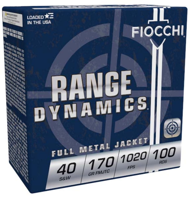 cchi Range Dynamics .40 S&W 170 Grain FMJTC Centerfire Pistol 100 Rounds Ammo