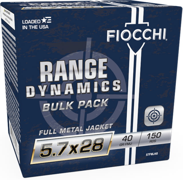 cchi Range Dynamics 5.7x28mm 40 Grain FMJ Brass Pistol 150 Rounds Ammo