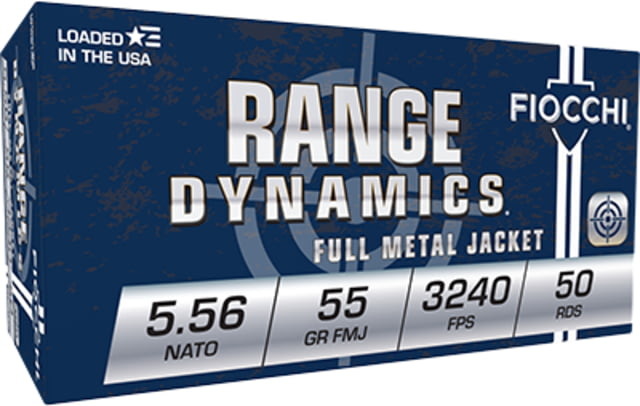 cchi Range Dynamics 556 NATO 55 Grain FMJ Brass Cased Rifle 50 Round Ammo