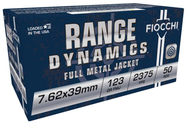 cchi Range Dynamics 7.62x39mm 123 Grain FMJ Brass Rifle 50 Rounds Ammo