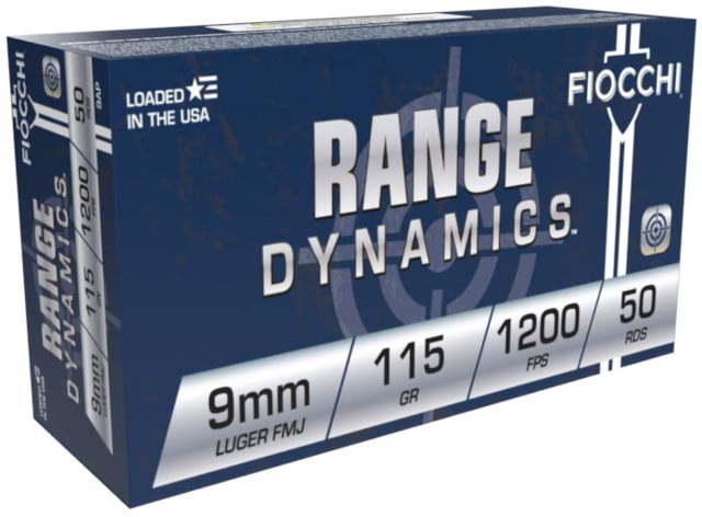cchi Range Dynamics 9mm 115 Grain FMJ Brass Centerfire Pistol 50 Rounds Ammo