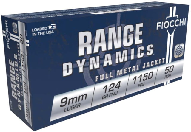 cchi Range Dynamics 9mm 124 Grain FMJ Brass Pistol 50 Rounds Ammo